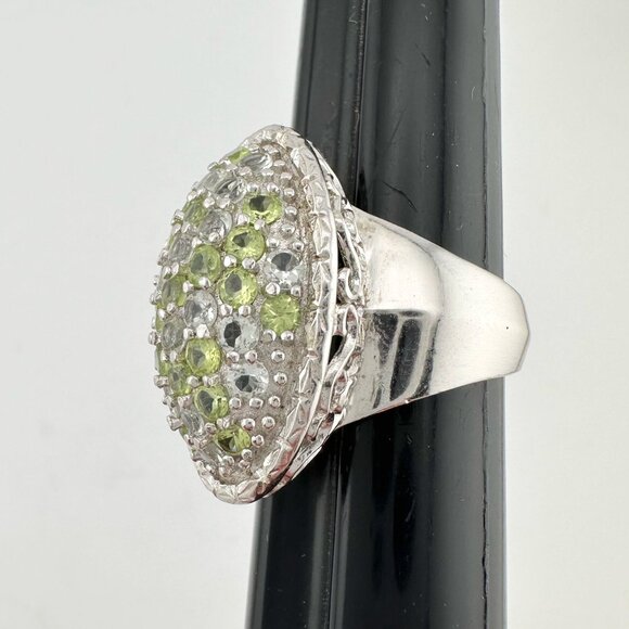 3 Carat Large and Beautiful Peridot Pave' Ring Size 7 - Picture 2 of 16